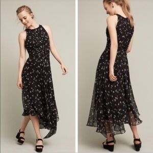 Anthropologie Black and Blue Midi Dress